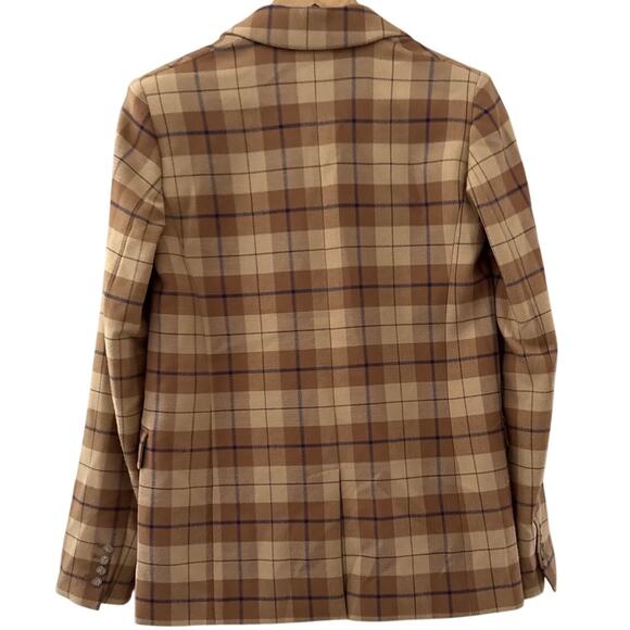 Aritzia Wilfred Wool-Blend Margaux Plaid Double Breasted Blazer Brown Size 0 - Picture 3 of 11